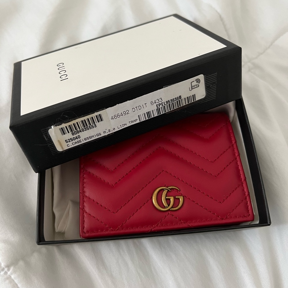 Gucci marmont red leather wallet!